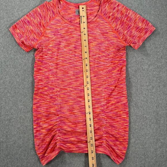 Athleta Fastest Track Tee Shirt Short Sleeve Ruched Women's Medium Pink Active - Picture 5 of 9